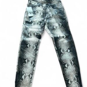 Zara Black and White Snake Print Pants